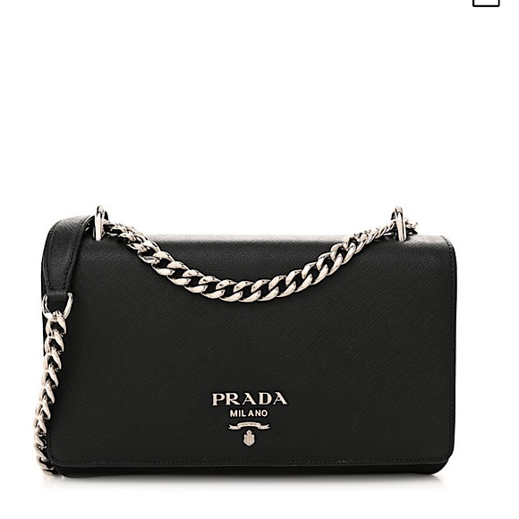 Prada Handbags - Prada Black Shoulder Bag with Silver Chain